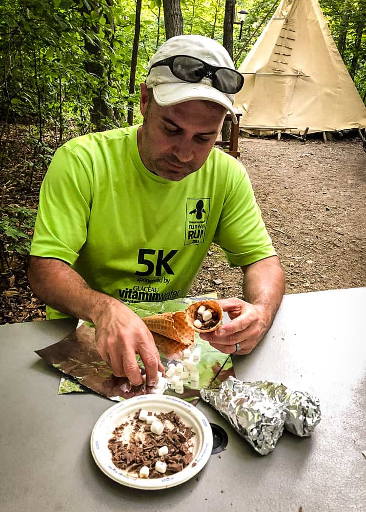 Manitoulin Island Camping - Hubby Making Smores